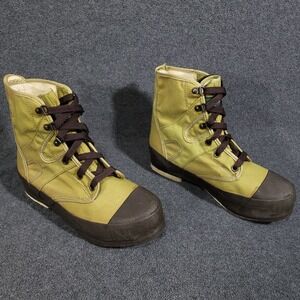Orvis Wading Boots Men Size 8 Vintage Green Canvas Felt Sole Fly Fishing 482F-01